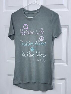 Positive Life Short Sleeve Graphic Tee - Gray/Green